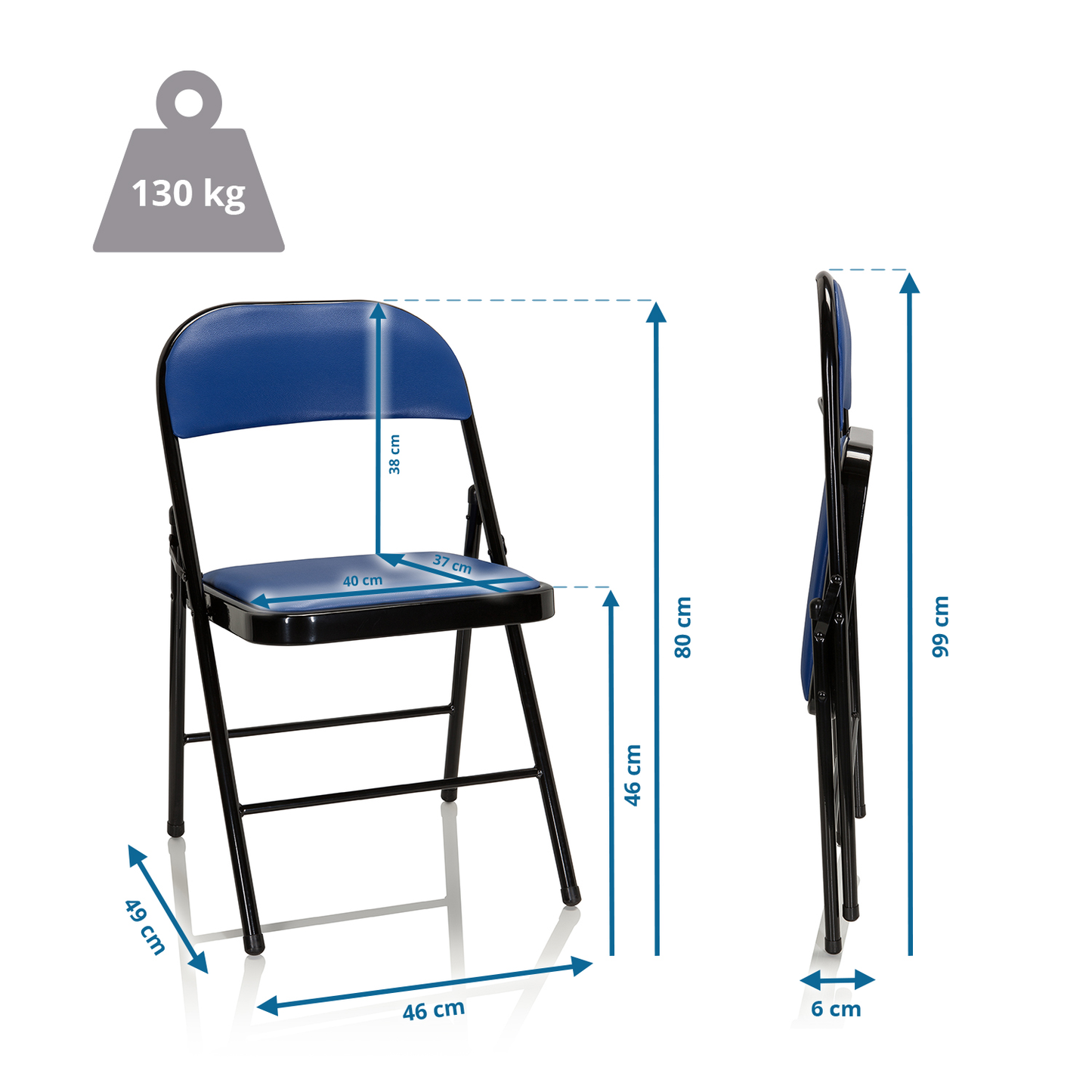 B-stock Hjh Office folding chair, conference chair, blue faux leather, Tudela