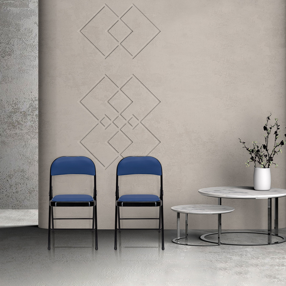 B-stock Hjh Office folding chair, conference chair, blue faux leather, Tudela