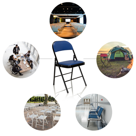 B-stock Hjh Office folding chair, conference chair, blue faux leather, Tudela