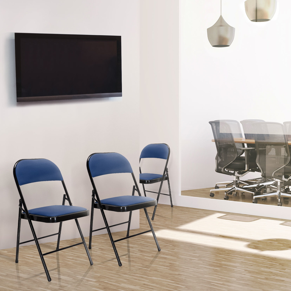 B-stock Hjh Office folding chair, conference chair, blue faux leather, Tudela