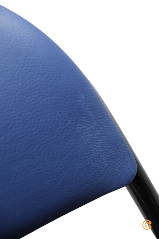 B-grade Hjh Office folding chair, conference chair, blue faux leather, Tudela. See text/photo.