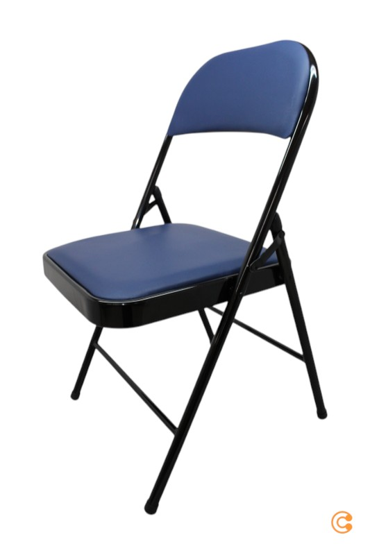 B-grade Hjh Office folding chair, conference chair, blue faux leather, Tudela. See text/photo.