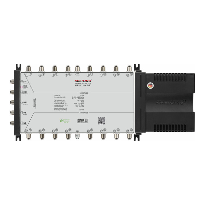 Kreiling Tech fjölrofa dreifingaraðili á B-lageri, Sat 4+1 inntak, 32 áskrifendur, aflgjafi