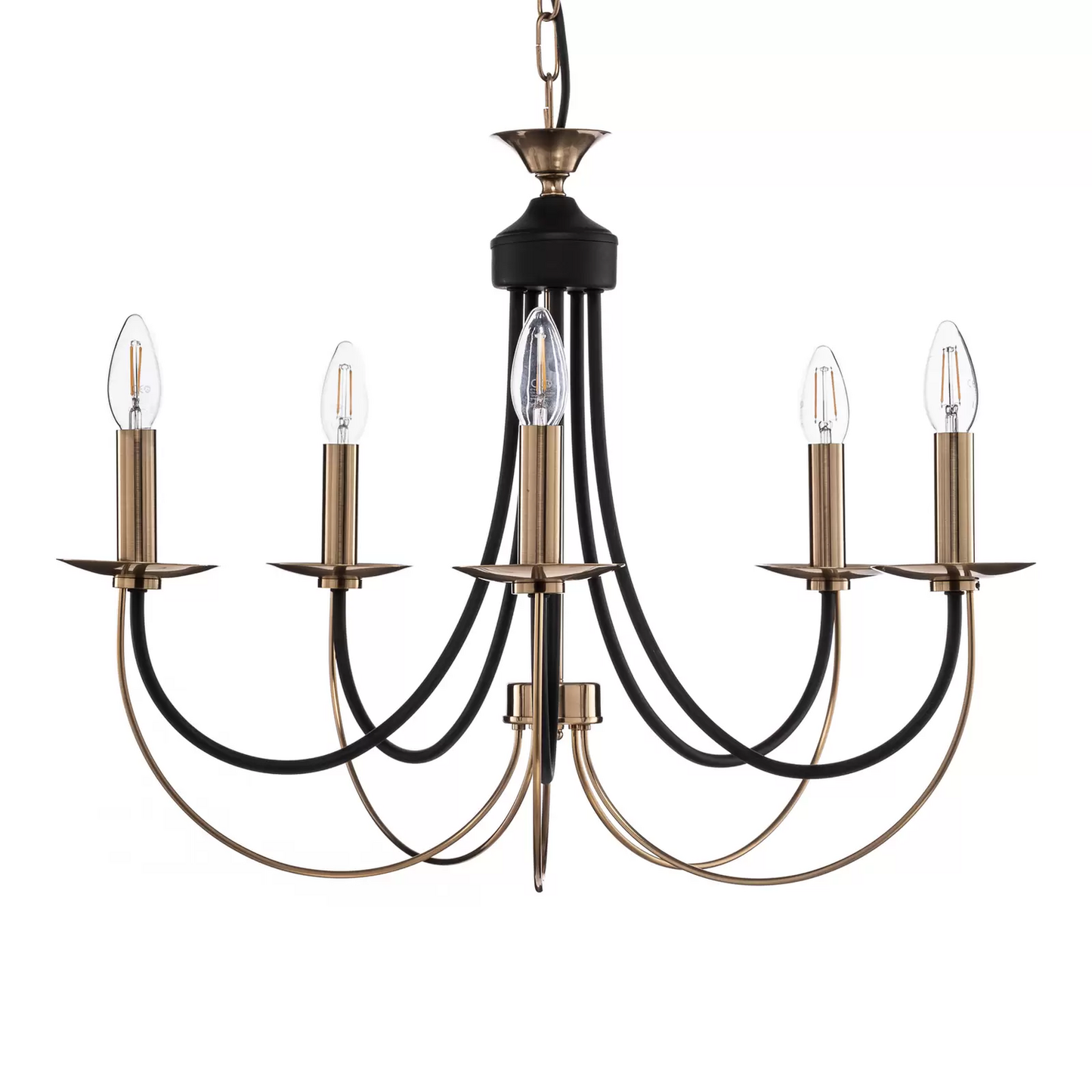 B-flokks ljósakróna Ferra forn messing fimm ljósa loftlampi loftljósalampi