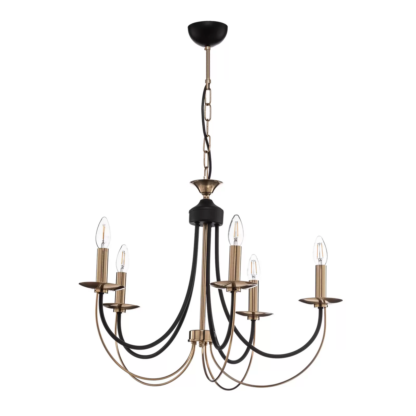 B-flokks ljósakróna Ferra forn messing fimm ljósa loftlampi loftljósalampi