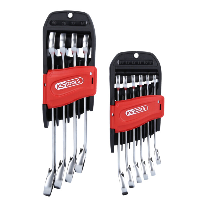 KS Tools Duo Gea Rplus skrallhringlyklasett, B-flokks, 10 hluta verkfæri