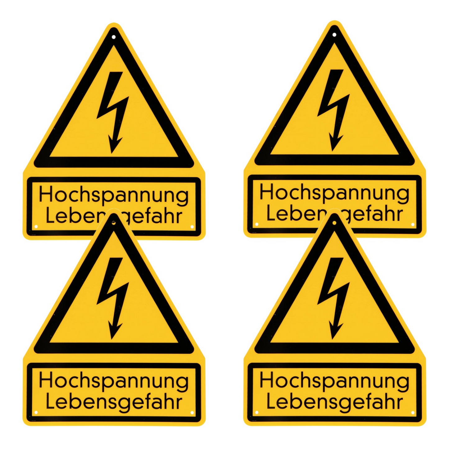 B-grade Ks Tools warning sign, high voltage, danger to life, safety sign, 4 pieces