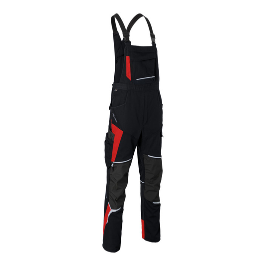 B-grade Kübler bib overalls, work trousers, Bodyforce PSA 2, size 42, style 3125, black/medium red