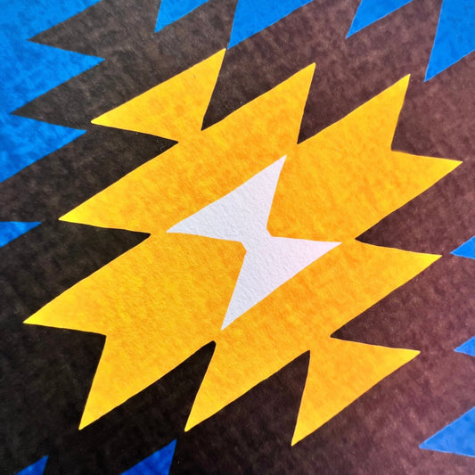 Listaprentun Kilim Yamka blár blár