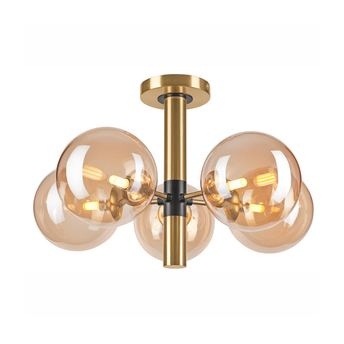 B-Ware Lamkur Lighting Natalia Deckenleuchte Lampe Glasleuchte Gold 5 Flammig Glas