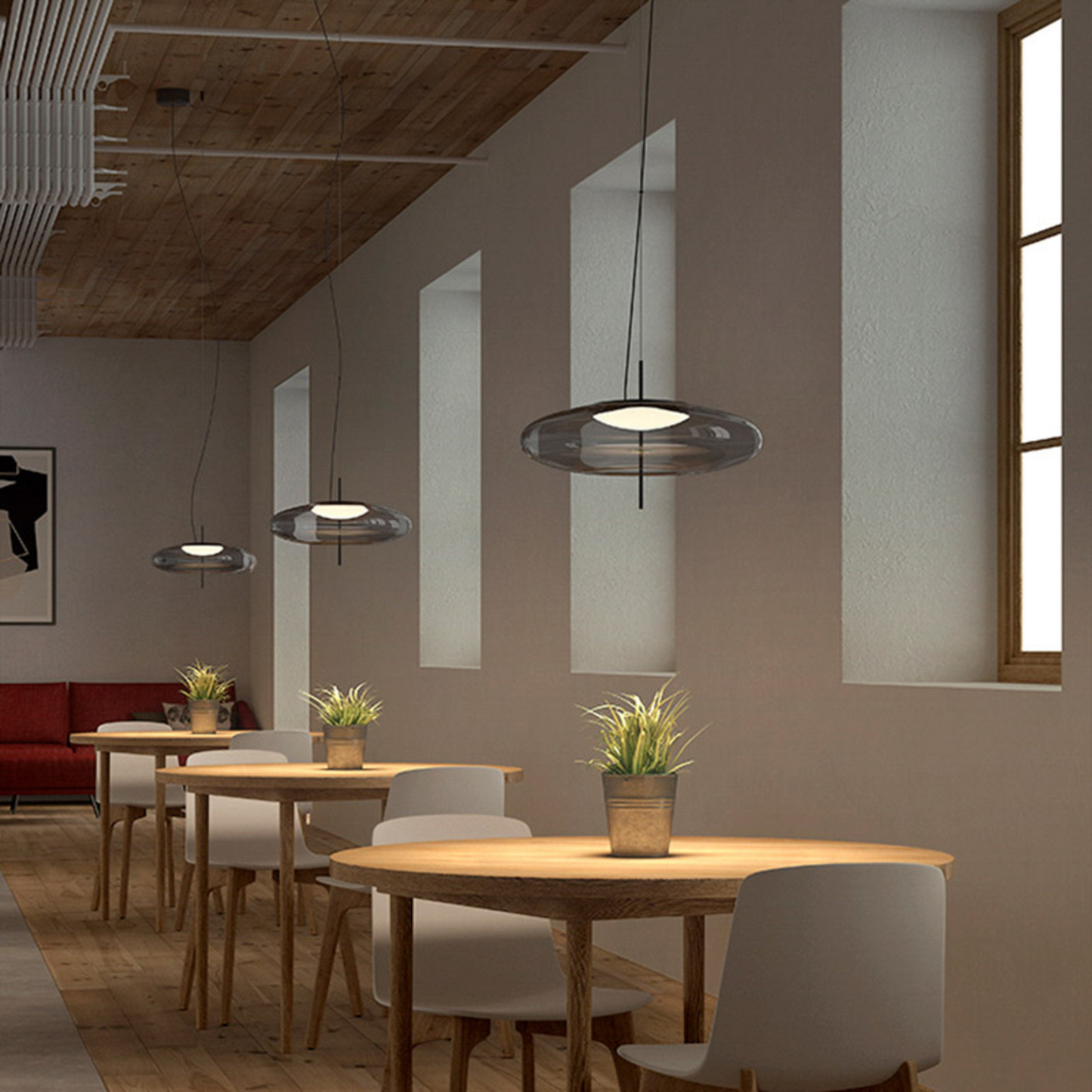 B-grade LEDs C4 Plate LED Pendant Lamp Hanging Lamp Ceiling Lamp Light Smoke Grey 