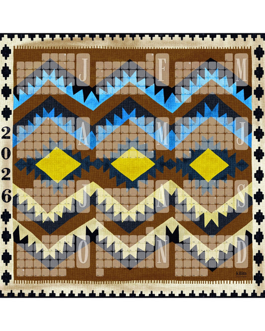 Takmörkuð upplaga af veggdagatali // Kilim Classic gullinbrúnt