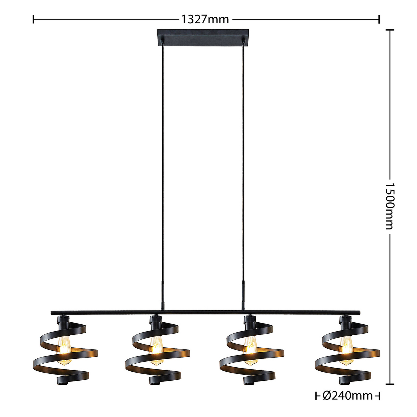 B-Ware Lindby Colten Hängeleuchte Pendelleuchte Deckenlampe Lampe 4 Flammig Schwarz92