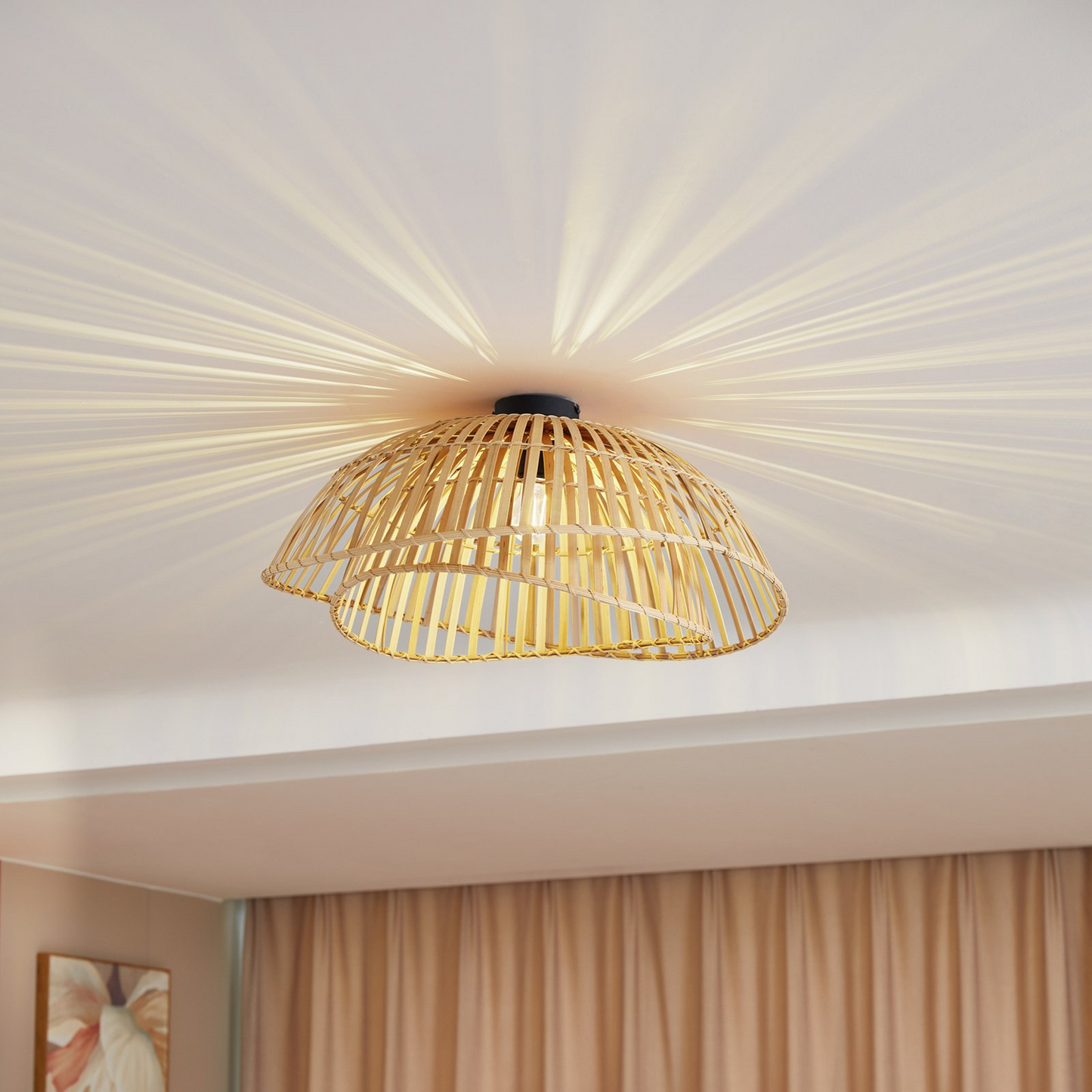 B-grade Lindby ceiling light Ilajus ø 62 cm bamboo natural ceiling lamp light S379