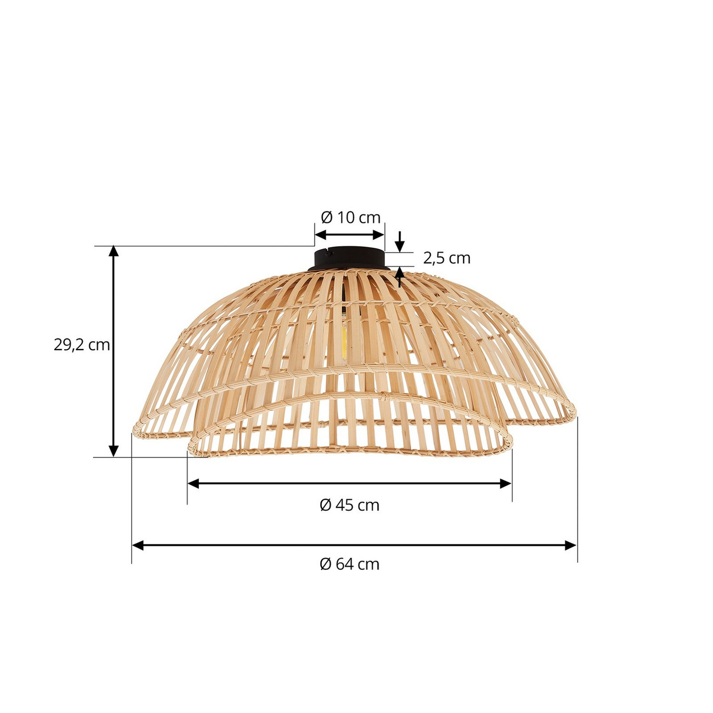 B-grade Lindby ceiling light Ilajus ø 62 cm bamboo natural ceiling lamp light S379