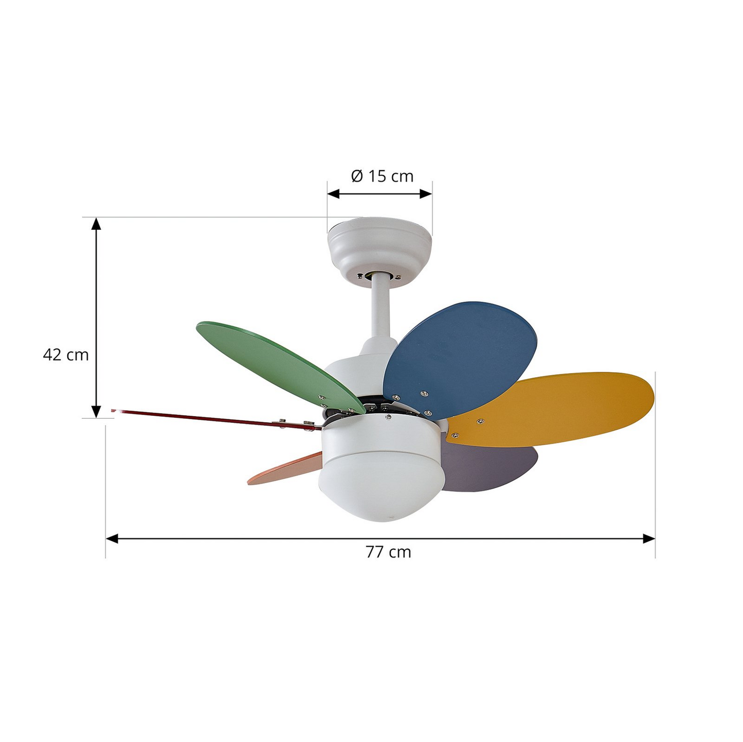 B-grade Lindby ceiling fan with light, Litur, quiet, ø 77 cm, E27, fan lamp, spotlight