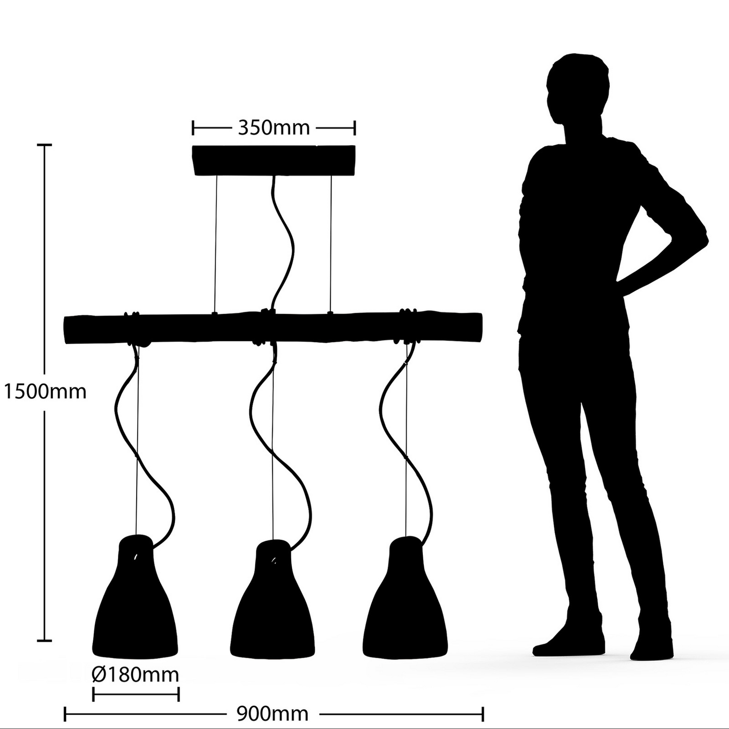 Lindby Grima hengiljós, hengiljós, lampi, 3 perur, E27