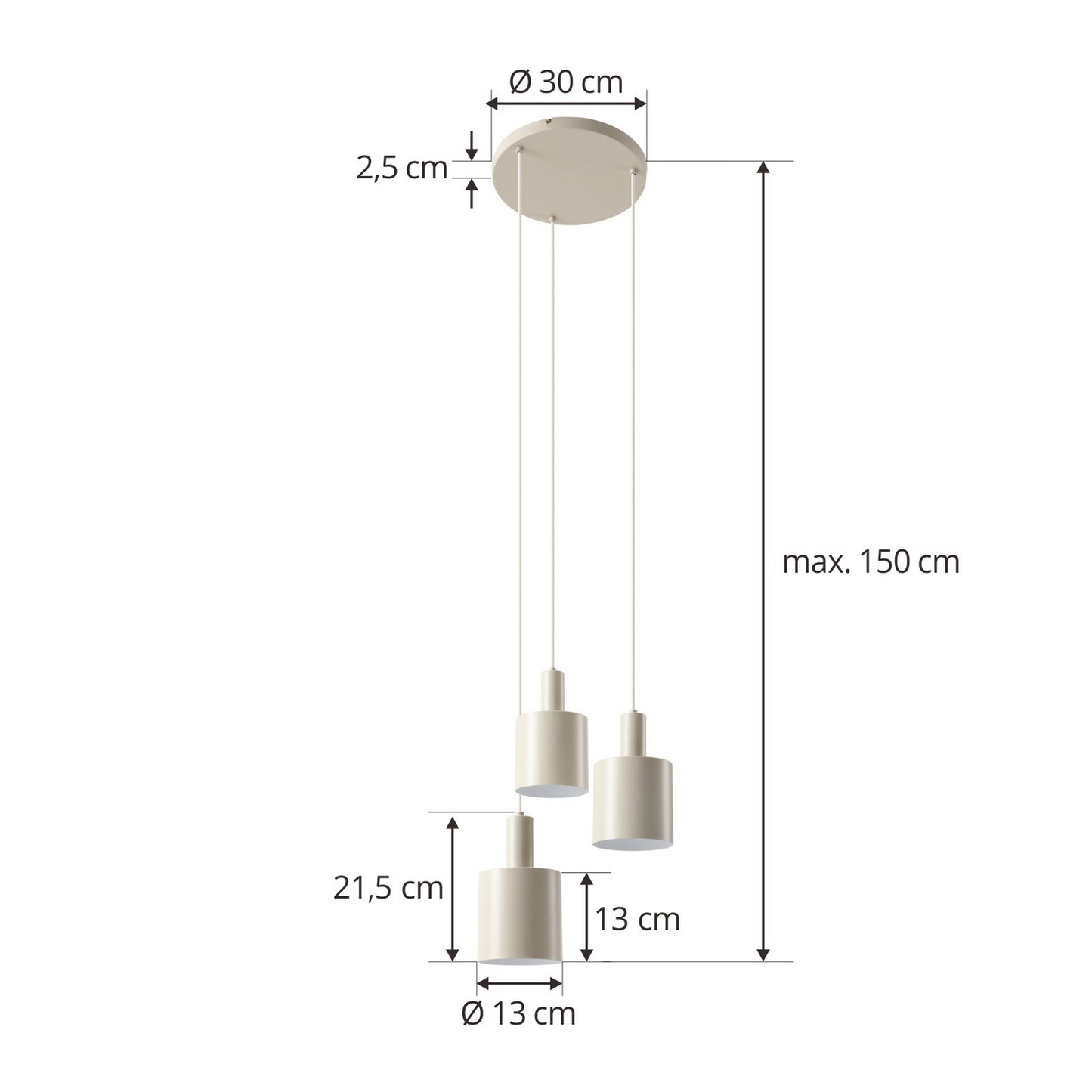 Lindby hengilampi Ovelia ljósbrúnn, kringlóttur hengilampi, E27 ljós 