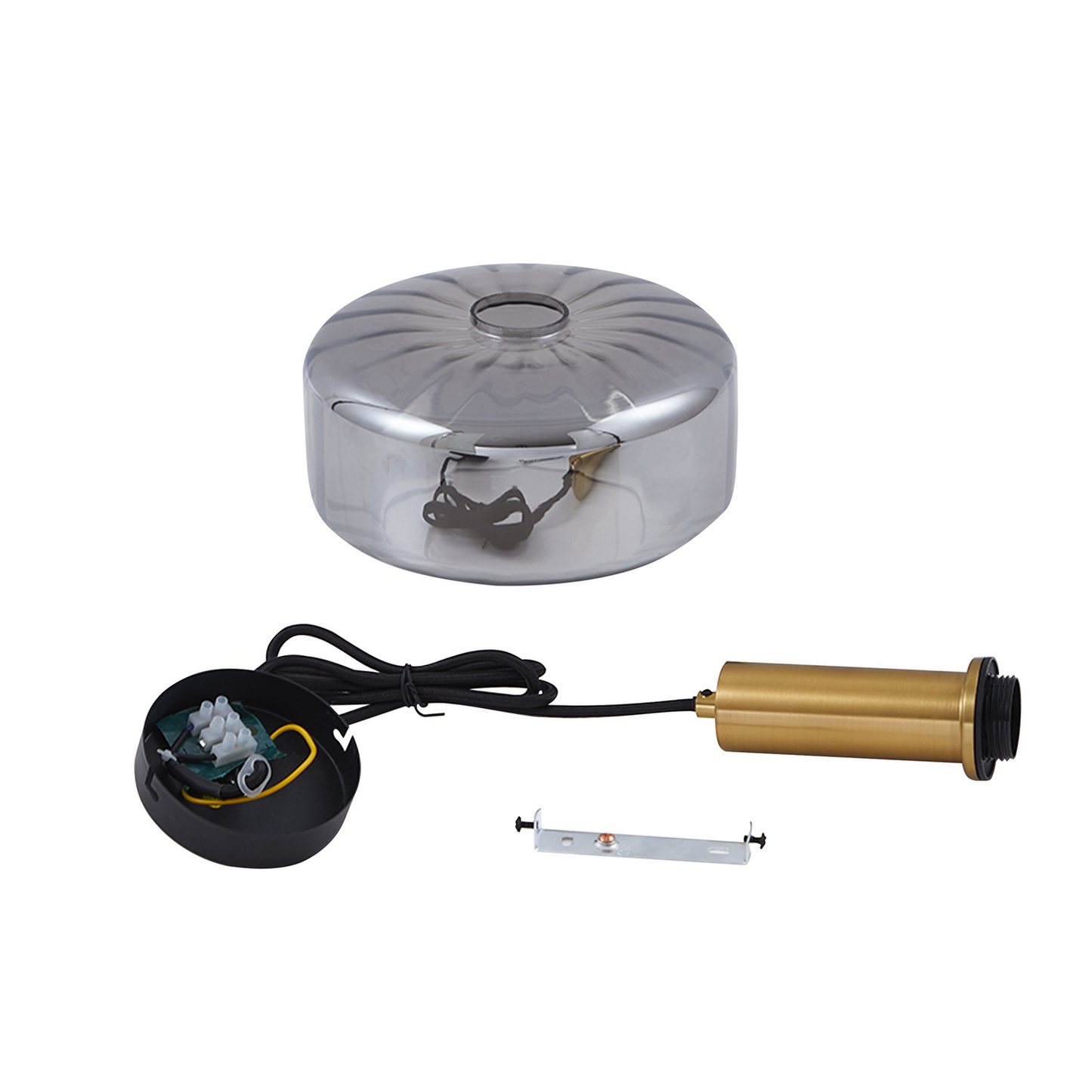 B-grade Lindby pendant light, glass, smoke grey, 22cm, Hildur light, spotlight