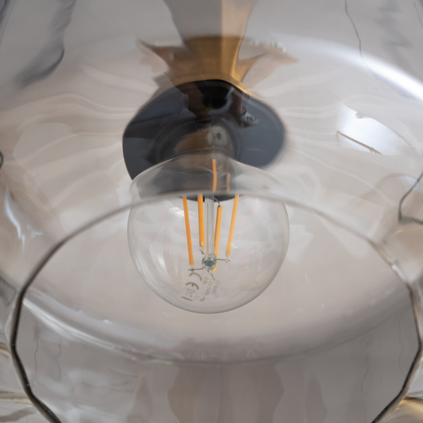 B-grade Lindby pendant light, hanging lamp, lamp, light fixture, Hildur smoke grey glass, 6 lights, ø22cm