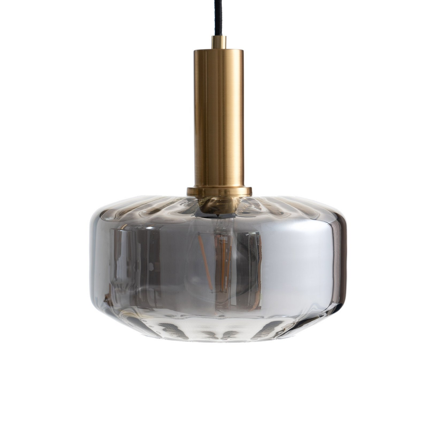 B-grade Lindby pendant light, hanging lamp, lamp, light fixture, Hildur smoke grey glass, 6 lights, ø22cm