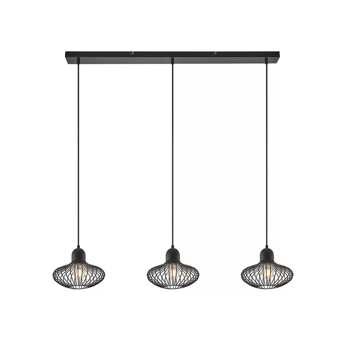 B-stock Lindby hanging light pendant light Justinos three-bulb black E27 iron