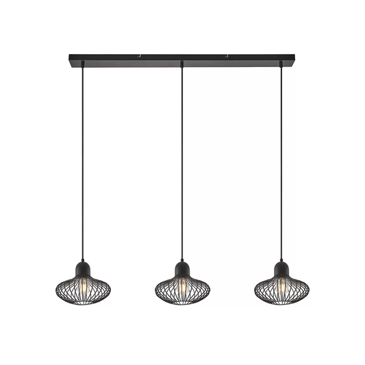 B-stock Lindby hanging light pendant light Justinos three-bulb black E27 iron