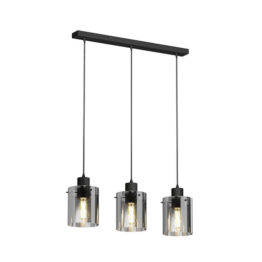 B-grade Lindby Kourtney pendant light, ceiling lamp, black/smoky grey