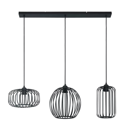 B-grade Lindby Krish pendant lamp, cage design, three-light ceiling lamp, light fixture, spotlight