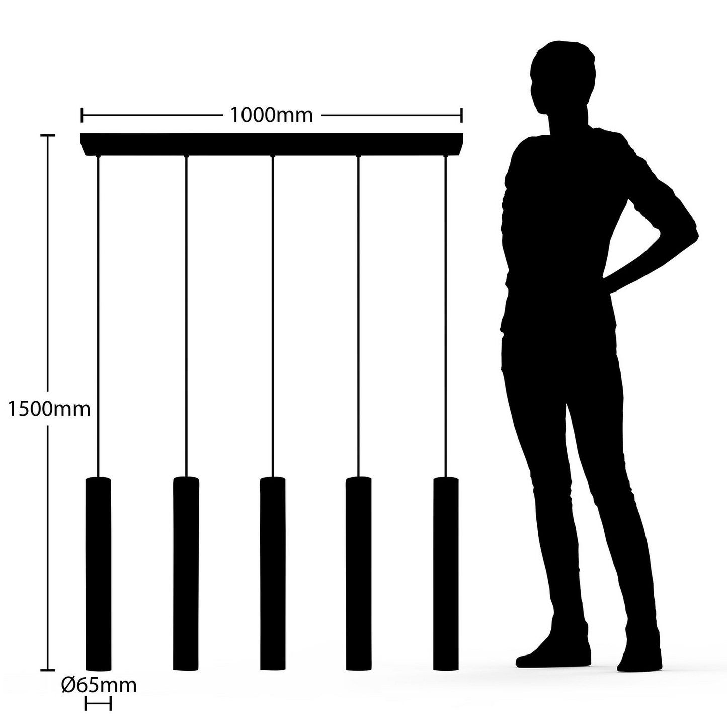 B-grade Lindby Concretto pendant light, hanging light, ceiling lamp, 5 bulbs, GU10, grey