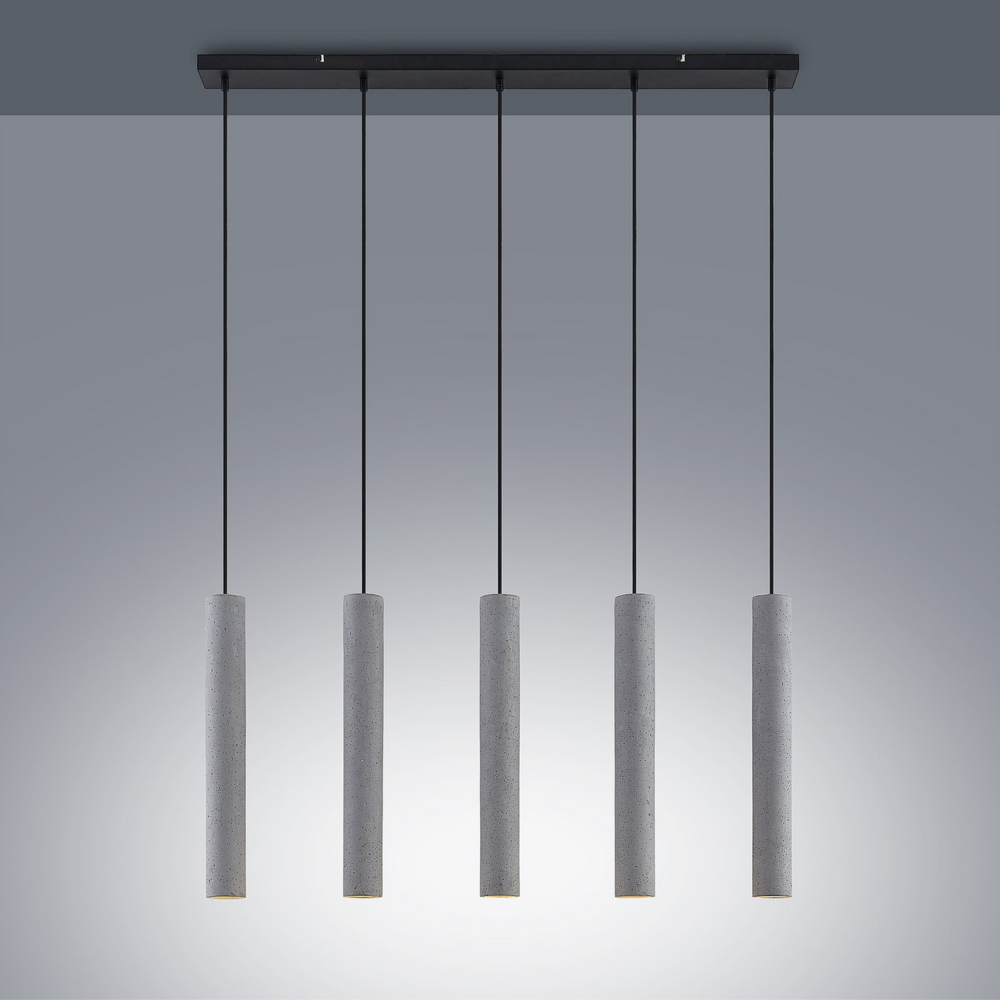 B-grade Lindby Concretto pendant light, hanging light, ceiling lamp, 5 bulbs, GU10, grey