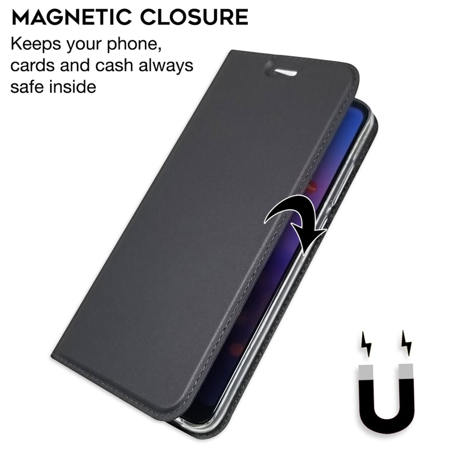 NALIA Hülle für Huawei P20 Pro, Slim Kickstand Handyhülle Flip Case Kunstleder