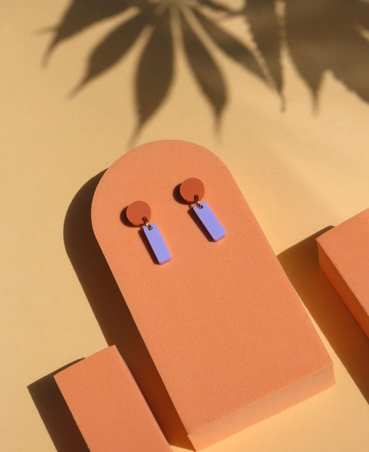 Mini Sticks Statement Ohrringe - terracotta flieder