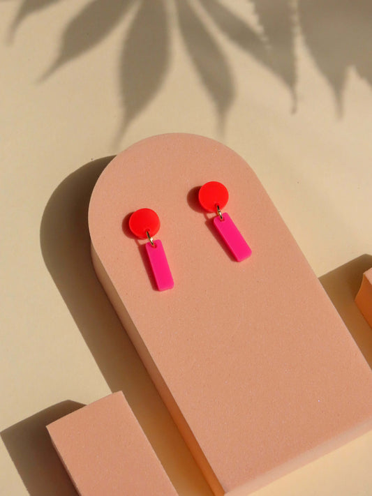 Mini Sticks Statement Ohrringe - feuerrot pink