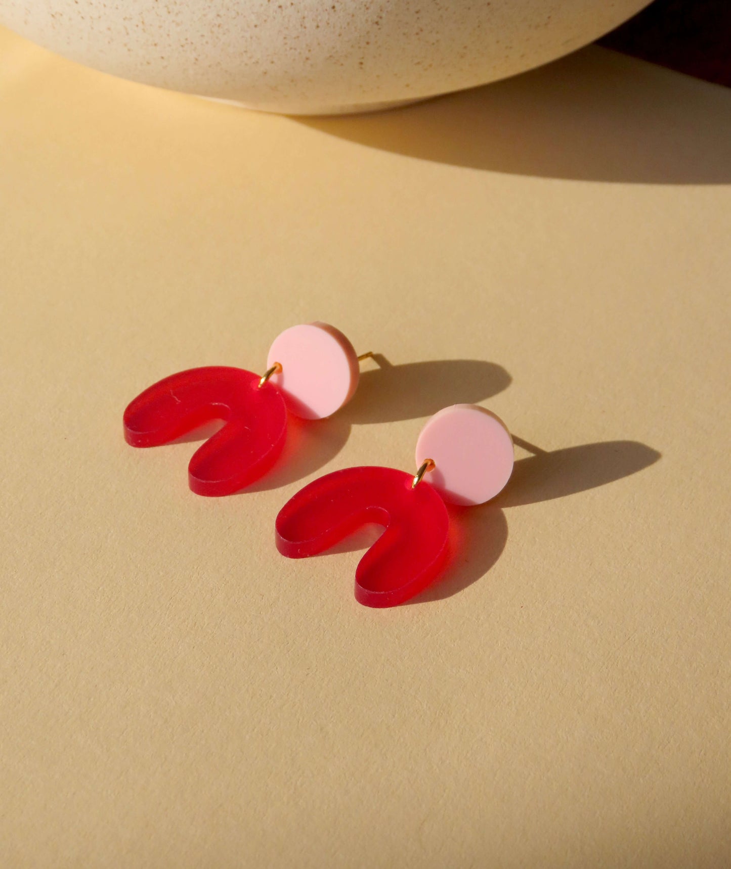 Rosa Rot Arch Bogen Ohrringe