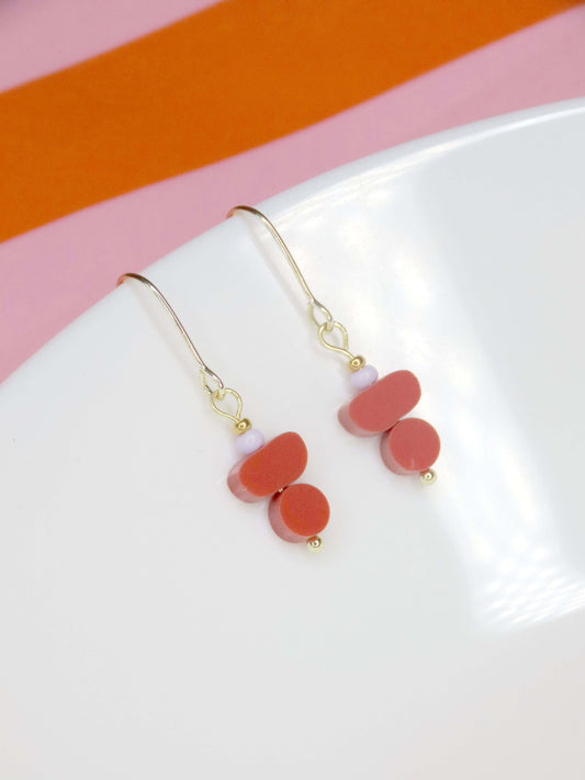 Color Treats Ohrringe terracotta flieder mit gold filled Elementen