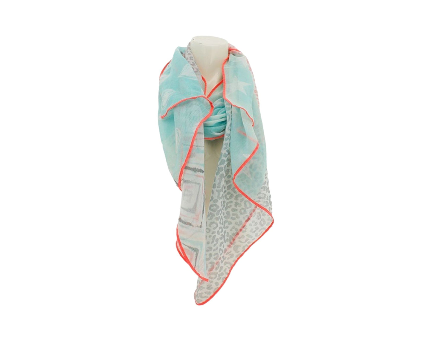 Sommer Damen Schal » Bunt mit Neon Rand » leichter Sommerschal 180 x 70 cm » Halstuch mit verschiedenen Mustern » Damenschal weich & dünn