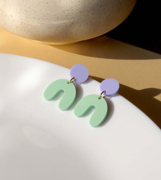 Flieder Hellgrün Arch Bogen Ohrringe