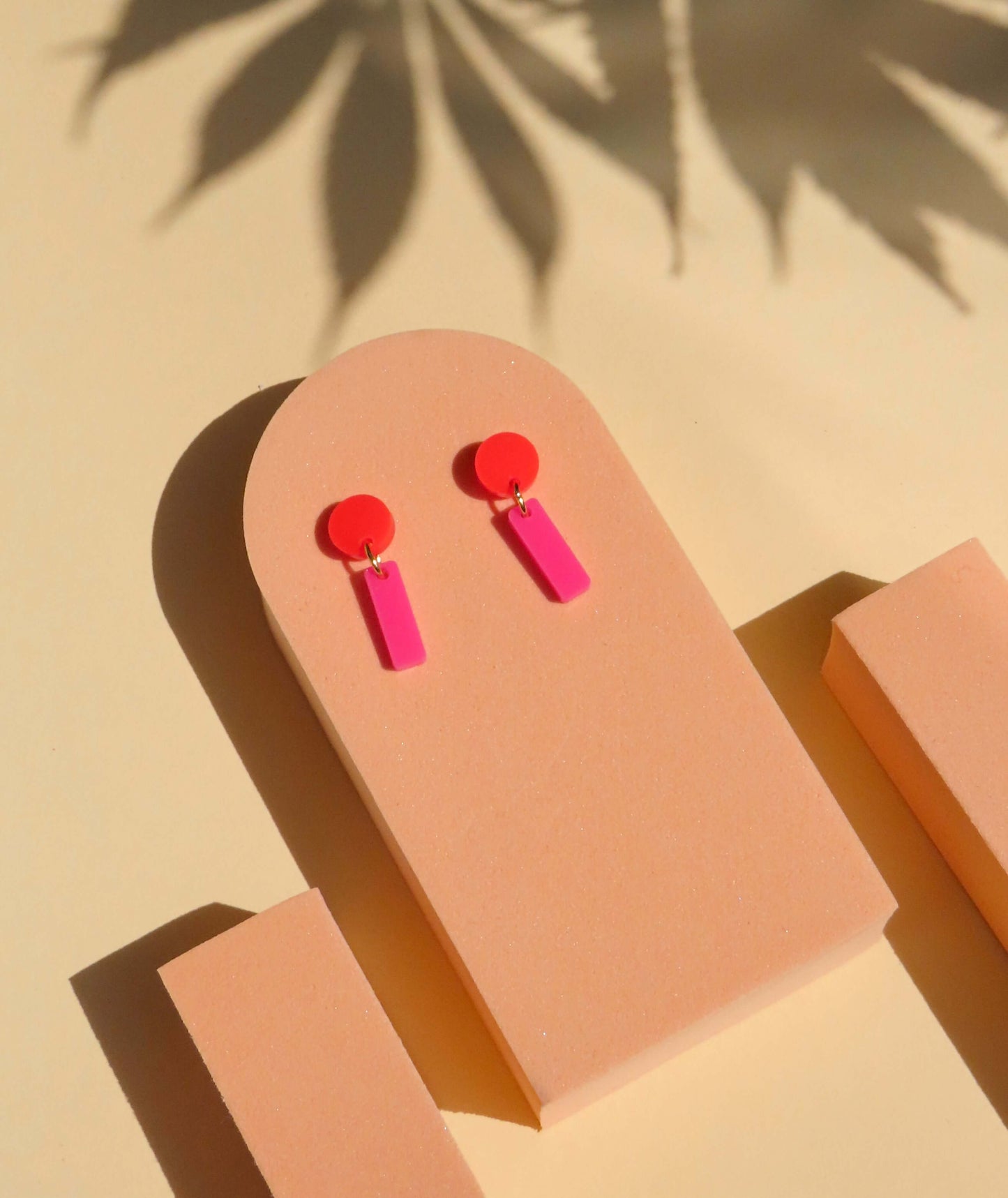 Mini Sticks Statement Ohrringe - feuerrot pink