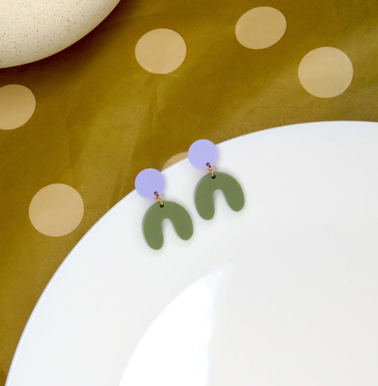 Olive Flieder Arch Bogen Ohrringe