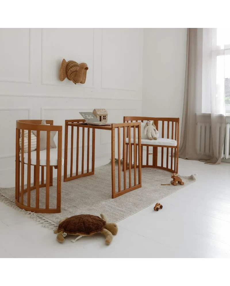 Babybett 7-in-1 – Ein Bett für viele Jahre - mitwachsend | Ovale Form