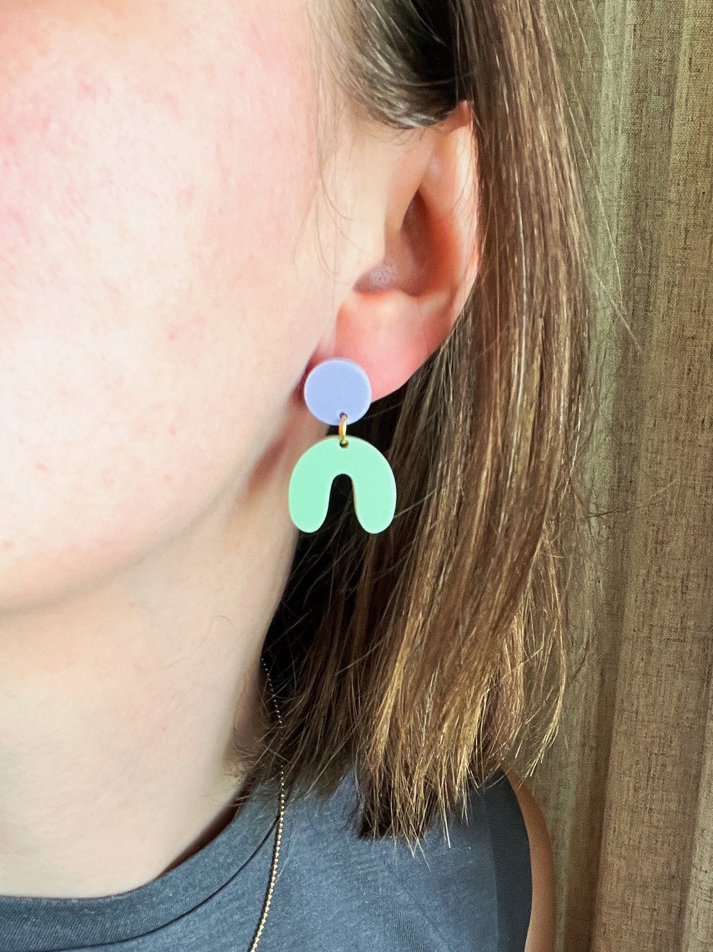 Flieder Hellgrün Arch Bogen Ohrringe