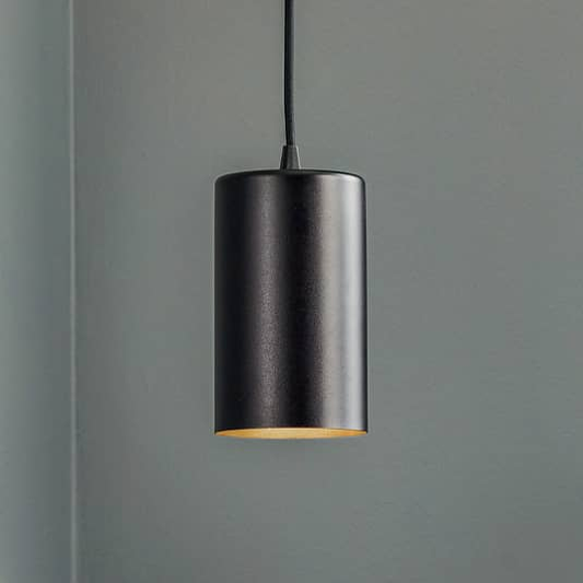 B-grade Euluna pendant lamp, steel, Zw Tube 170, 1 light, black 