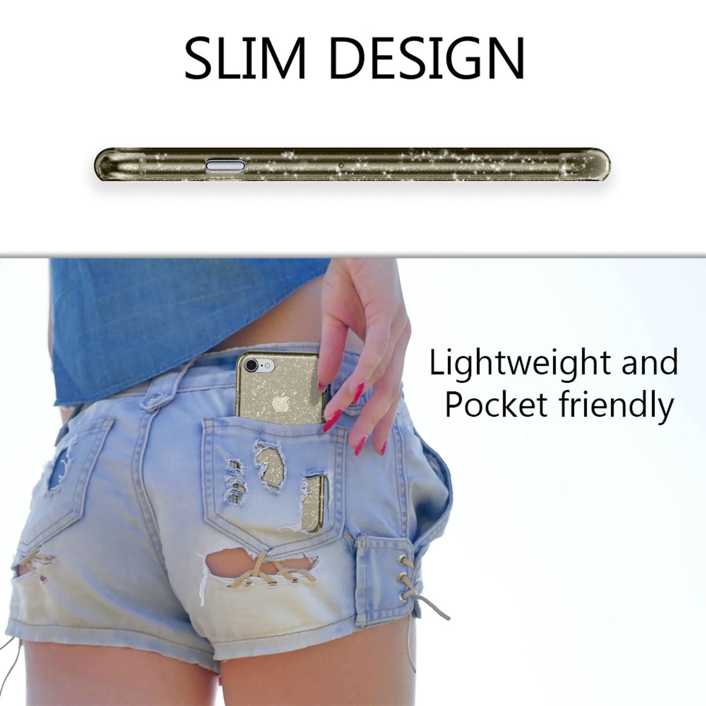 NALIA Phone Case for iPhone SE 2020 / 8 / 7, Glitter Case Cover Protective Bag