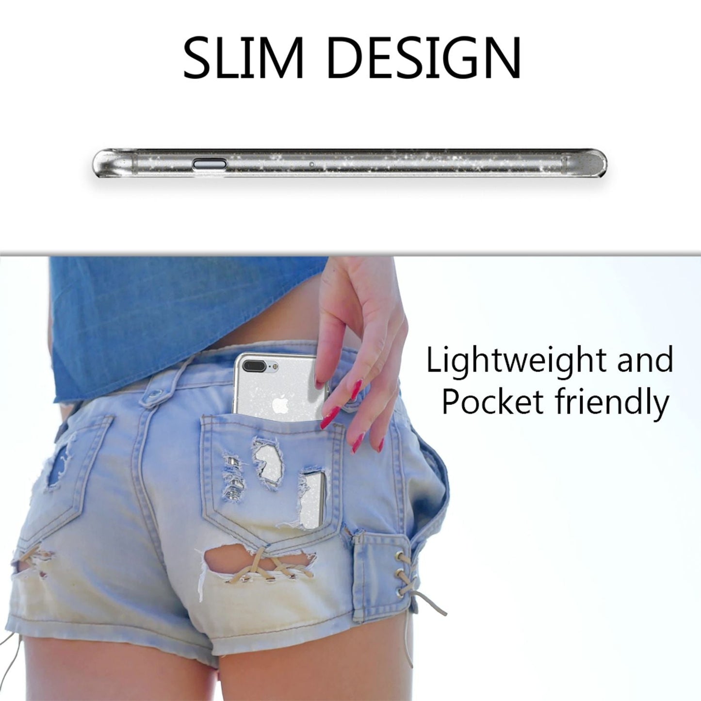 NALIA Handy Hülle für Apple iPhone 8 Plus, Glitzer Back Cover Case Silikon Etui