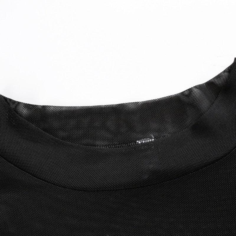 Long Sleeve Fishnet Crop Top