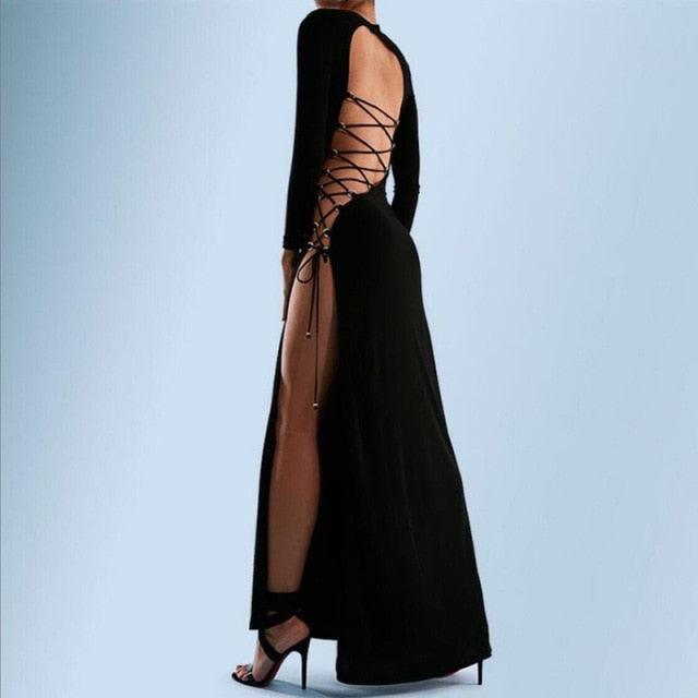 Long Sleeve Backless Maxi Dress