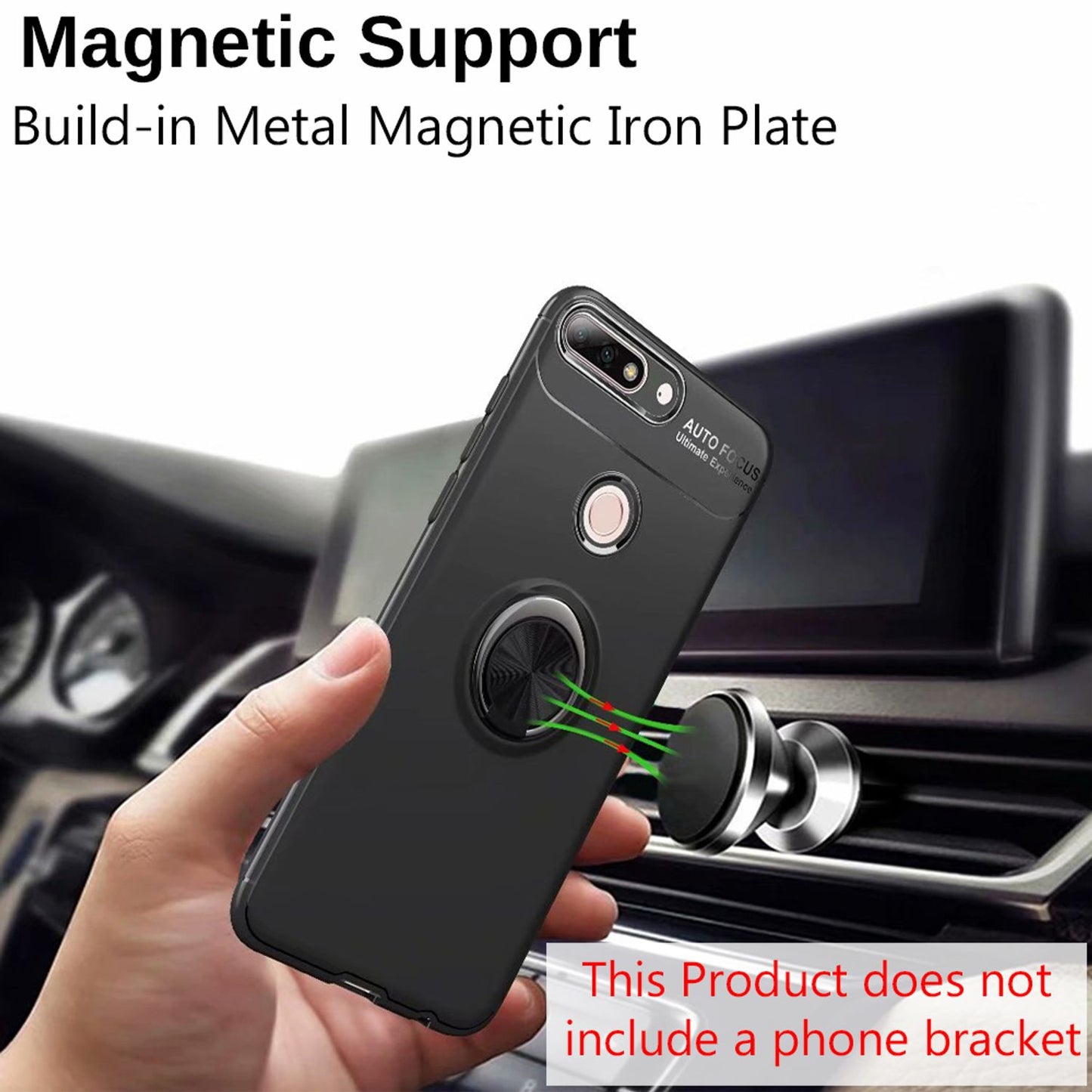 NALIA Ring Hülle kompatibel mit Huawei Y7 2018, Silikon Cover für KFZ Halterung