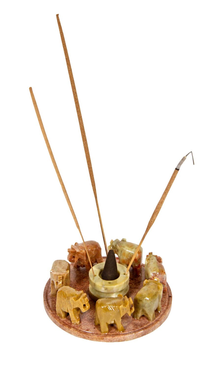 Incense stick holder Elephant Circle Soapstone 