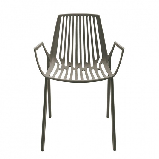 Fast Rion garðstóll í B-flokki, grár duftlakkaður, 55x79x54 cm